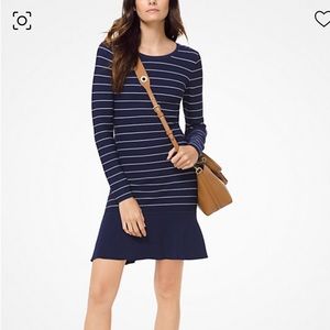Michael Kors textured-striped viscose dress